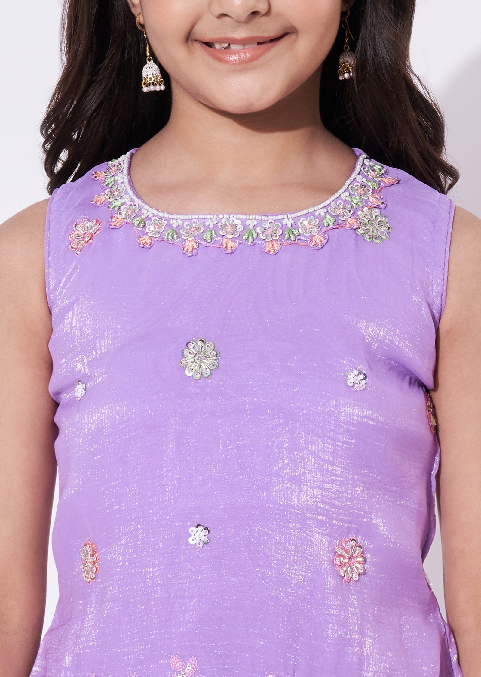 Lavender Organza Gharara Set