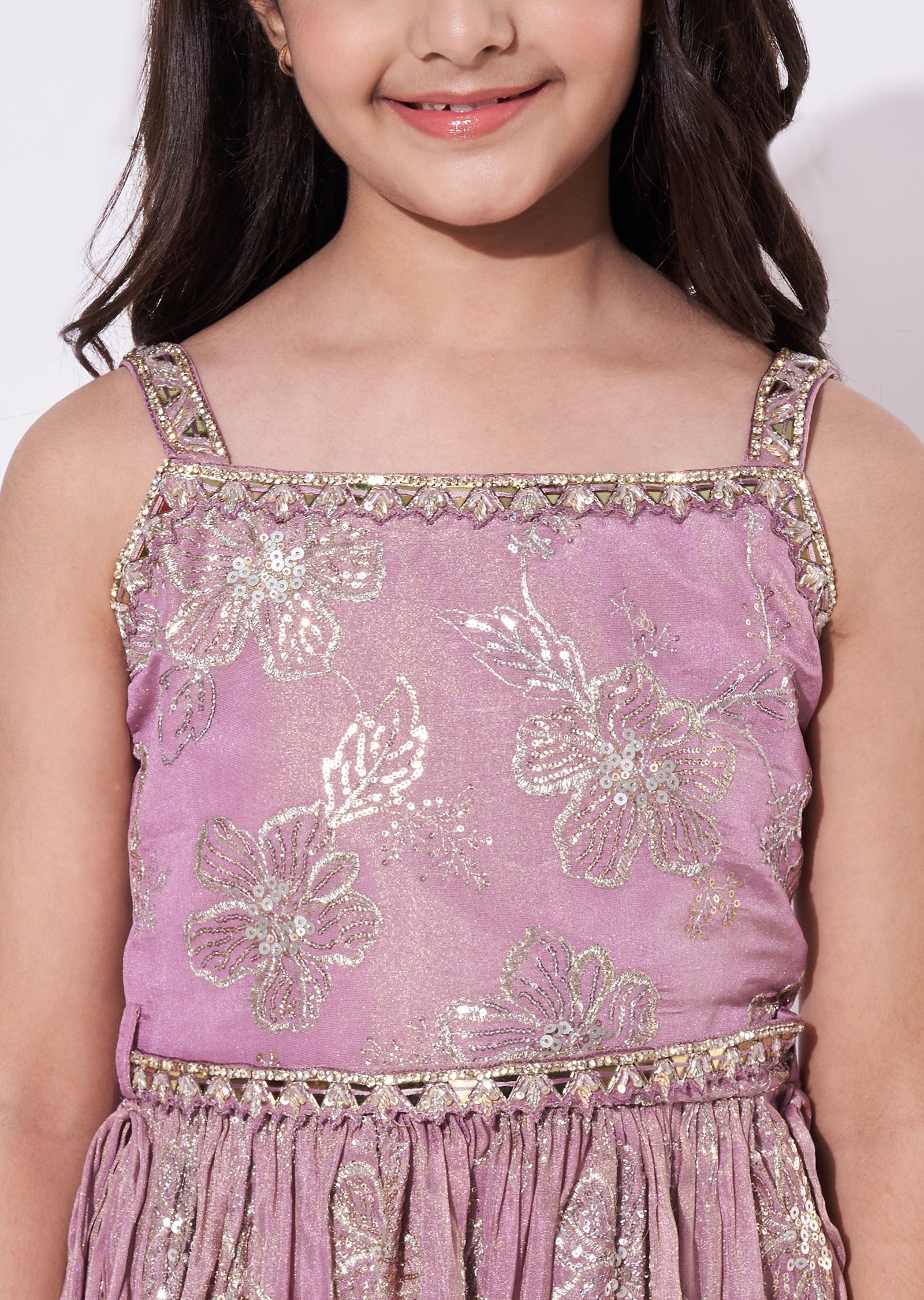 Onion Pink Tissue Gharara Set