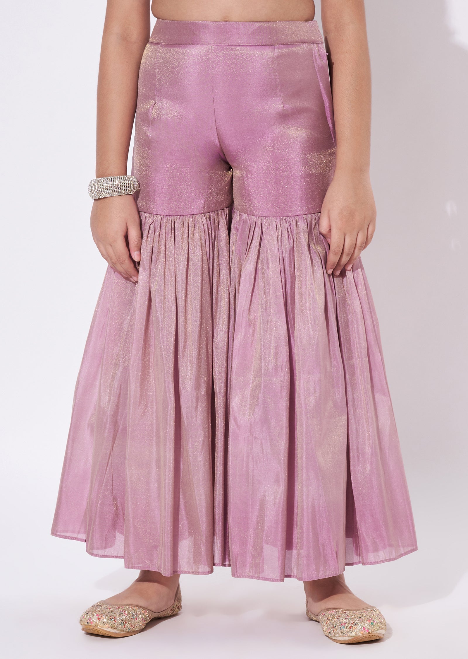 Onion Pink Tissue Gharara Set