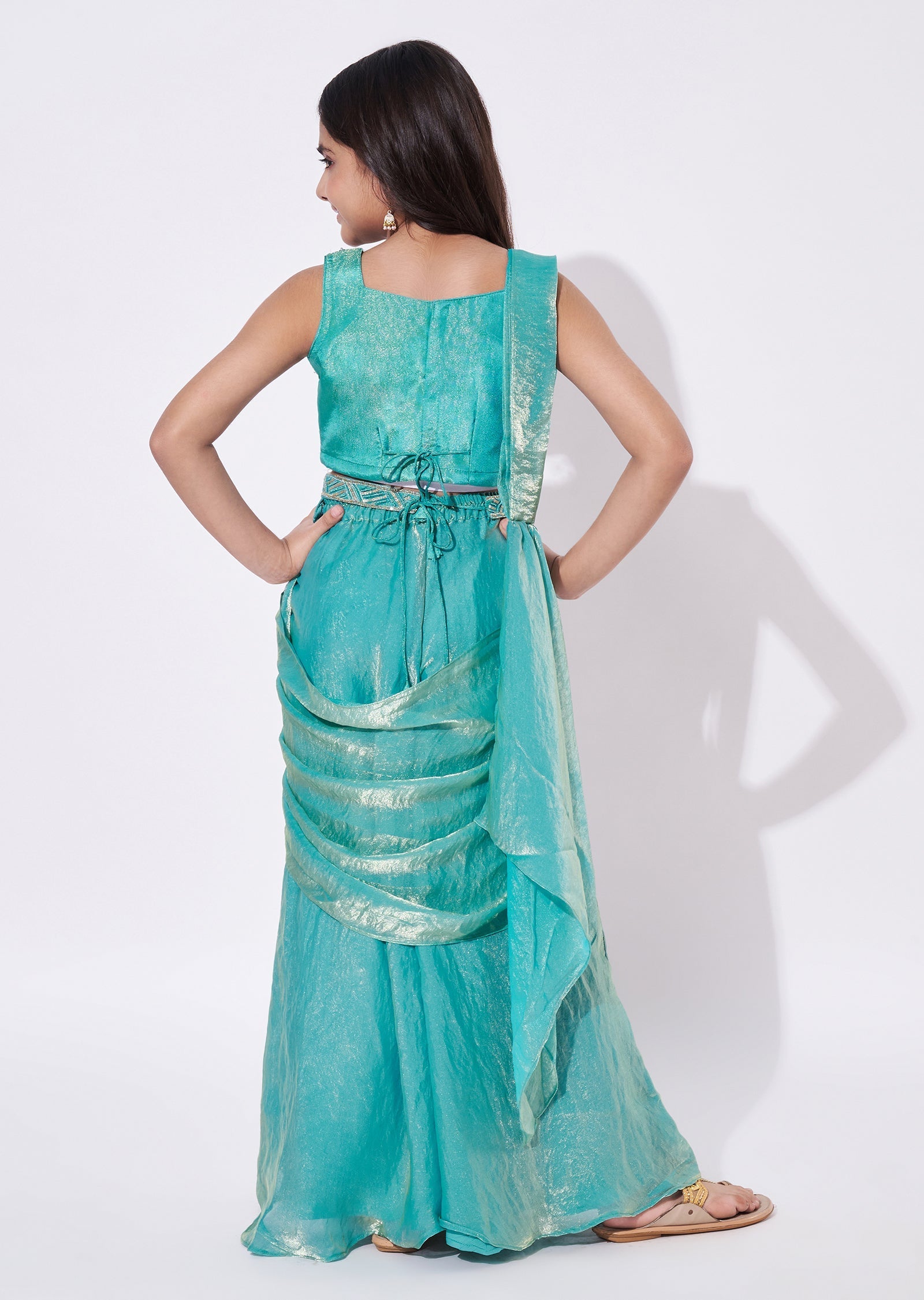 Sea Green Tissue Gharara Set