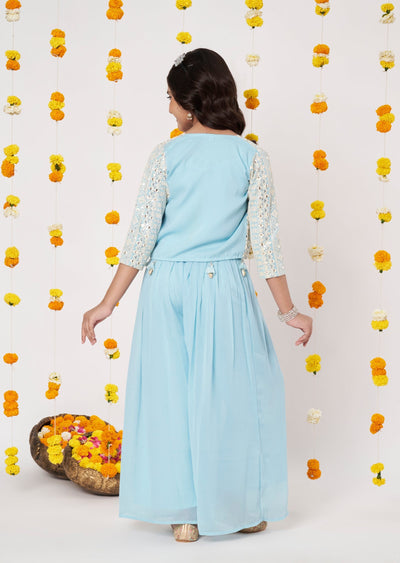 Blue Georgette Girls Gharara