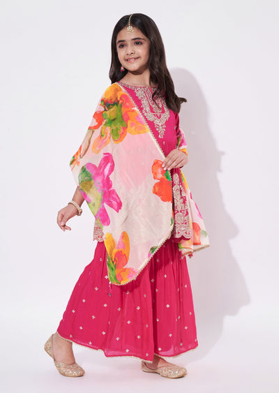 Rani Pink Chinnon Gharara Set