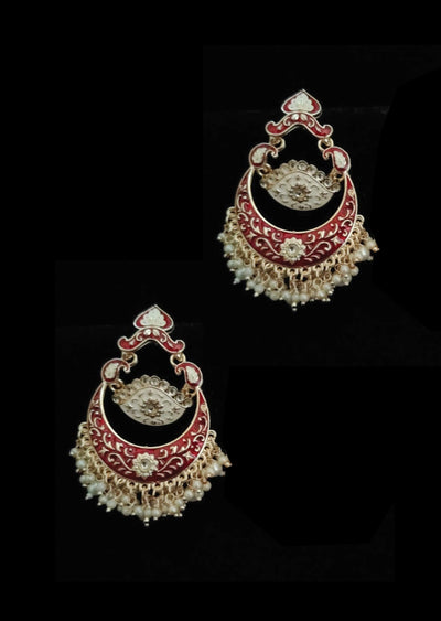 Dark Red Brass Earring