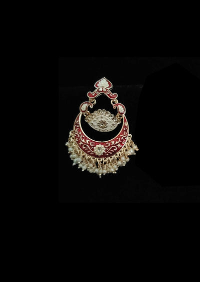 Dark Red Brass Earring