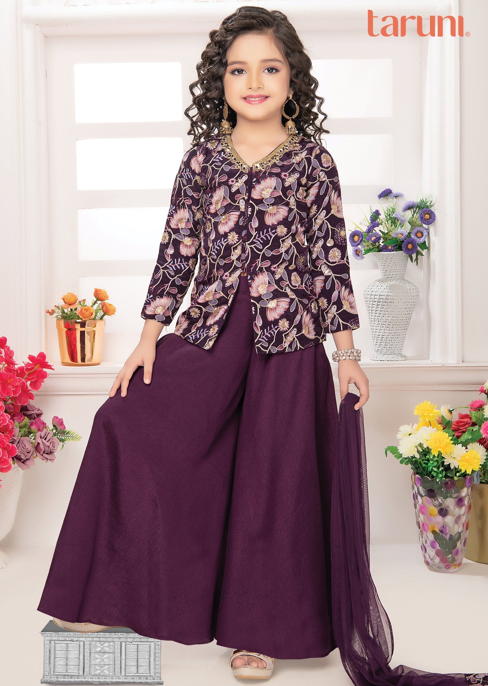 Purple Chinnon Kids Shararas Ghararas