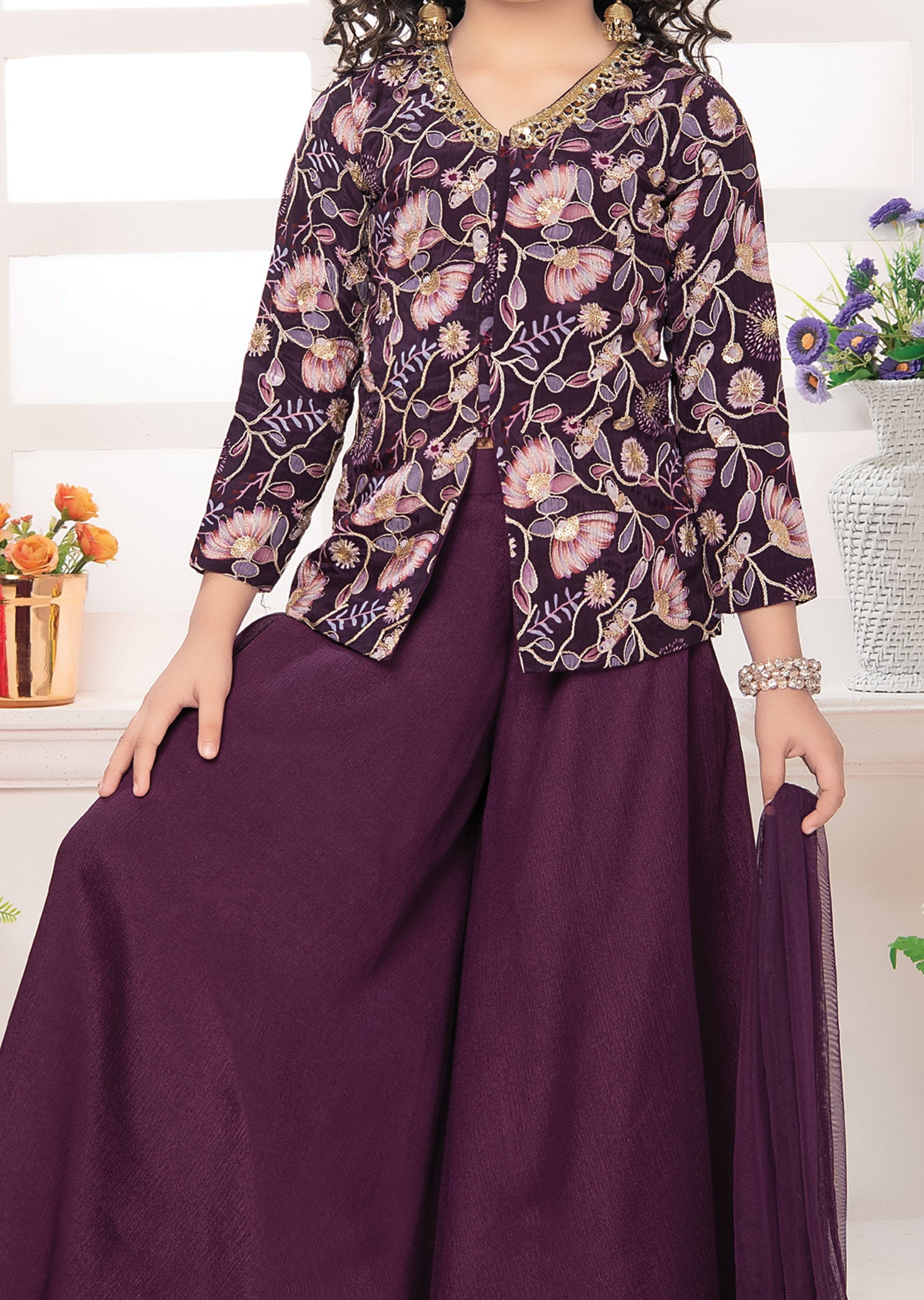 Purple Chinnon Kids Shararas Ghararas