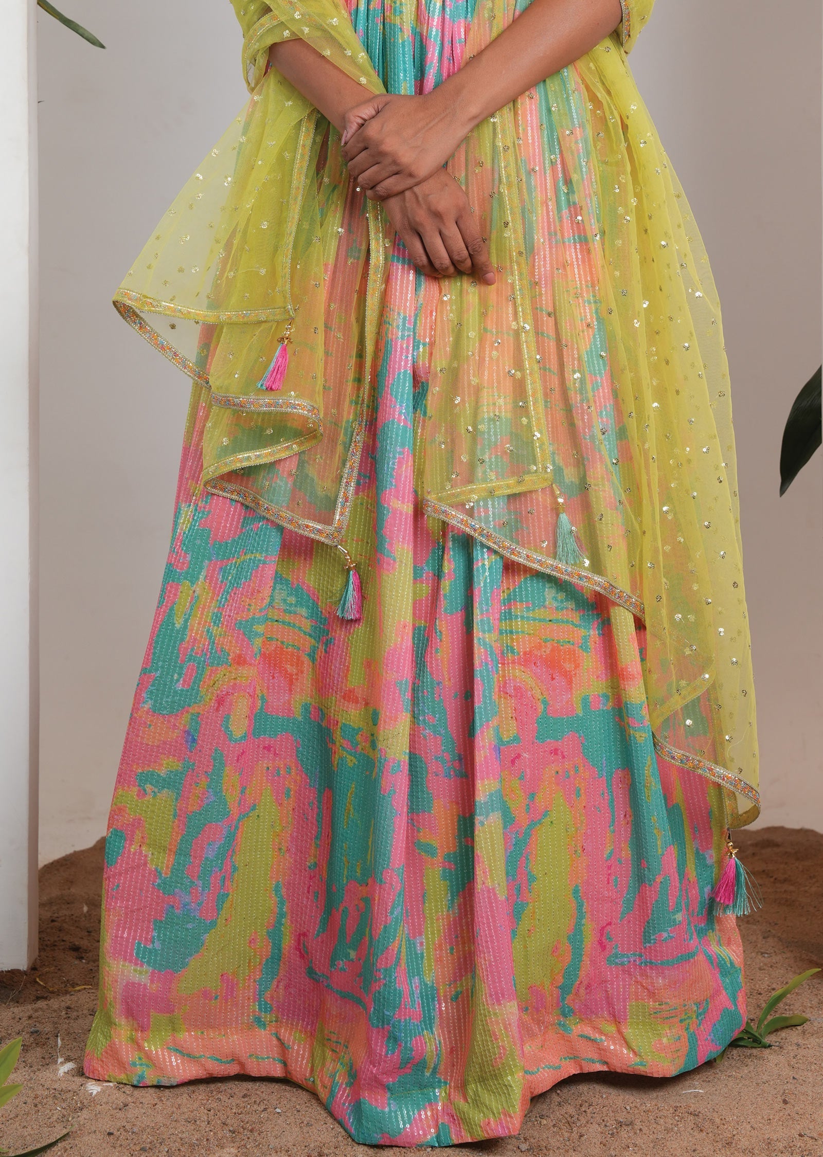 Multi Color Georgette Embroidered Anarkali