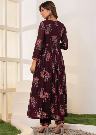 Wine Cotton Alia cut Anarkali