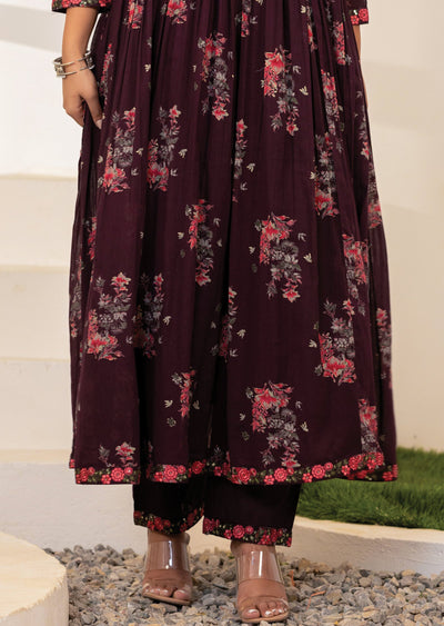 Wine Cotton Alia cut Anarkali