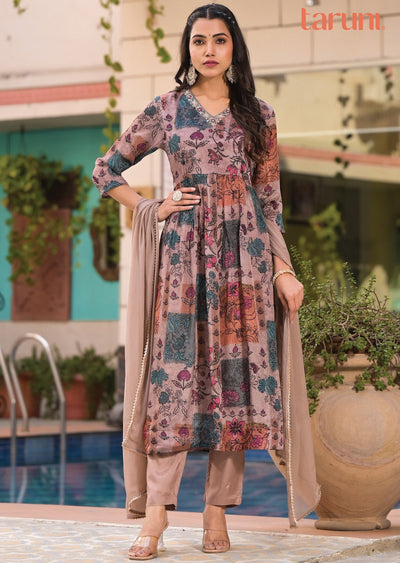 Dark Onion Pink Chinnon Anarkali