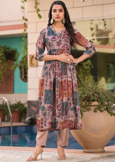 Dark Onion Pink Chinnon Anarkali