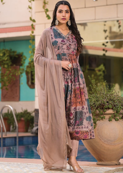 Dark Onion Pink Chinnon Anarkali