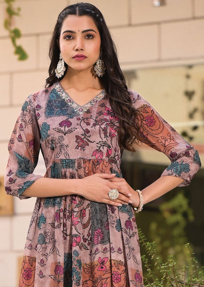 Dark Onion Pink Chinnon Anarkali