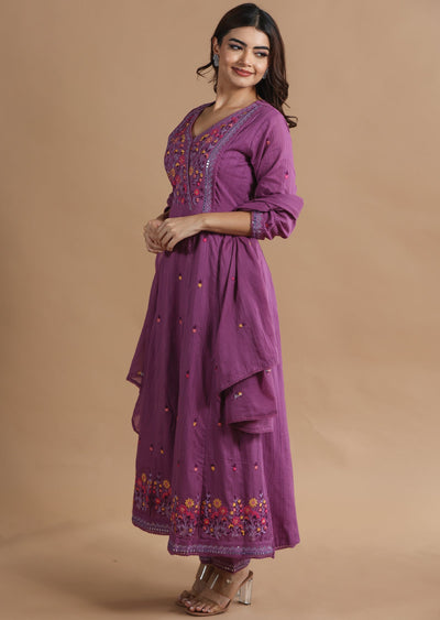 Light Purple Cotton Anarkali