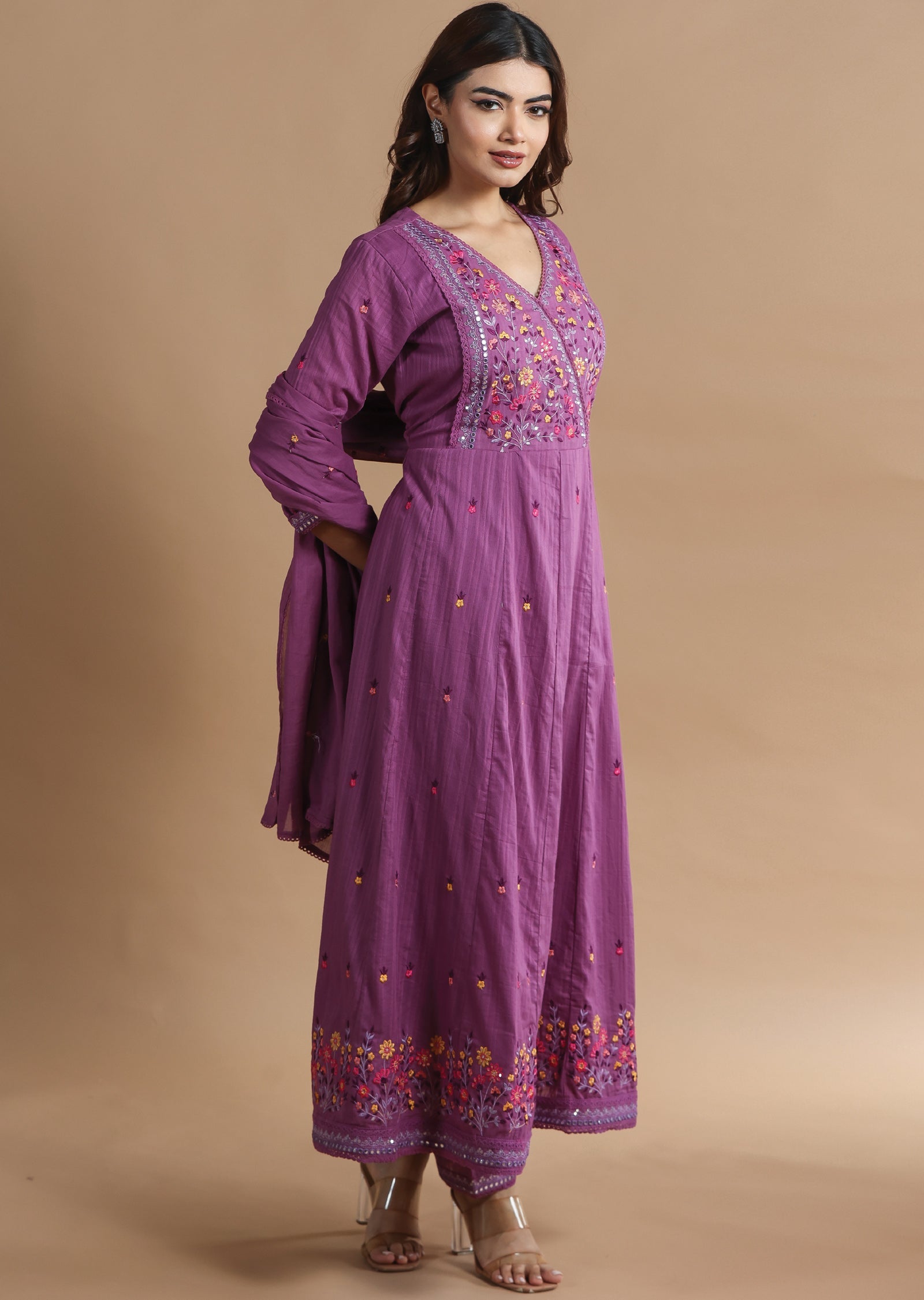Light Purple Cotton Anarkali