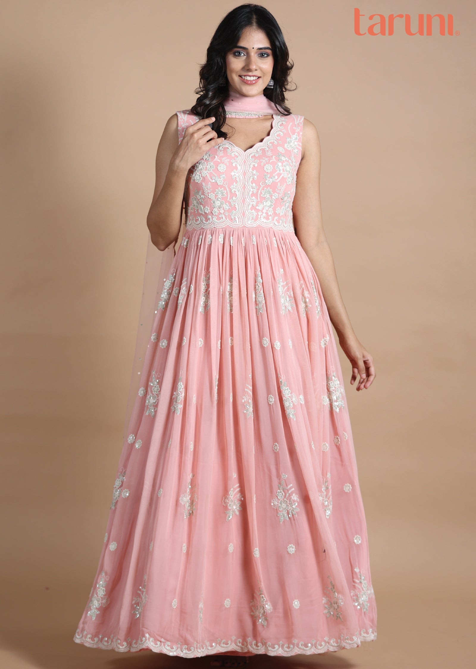 Peach Georgette Anarkali