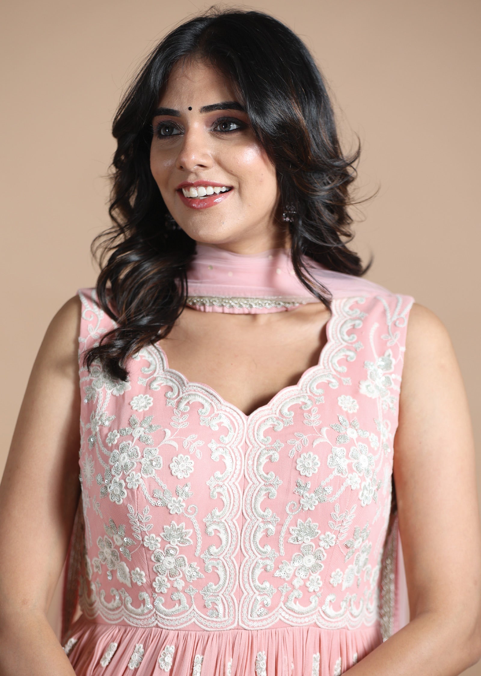 Peach Georgette Anarkali