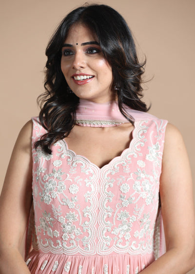 Peach Georgette Anarkali