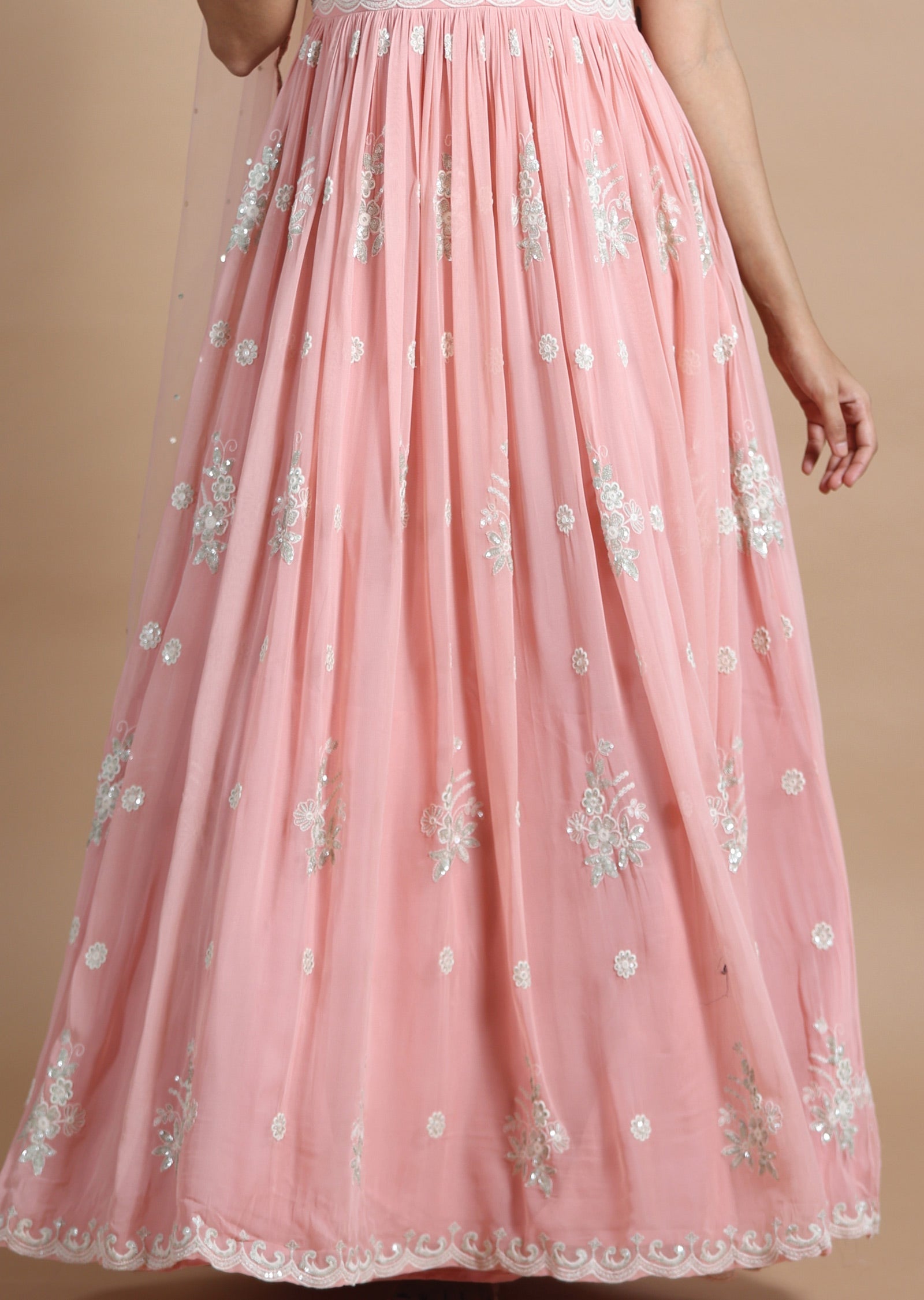 Peach Georgette Anarkali