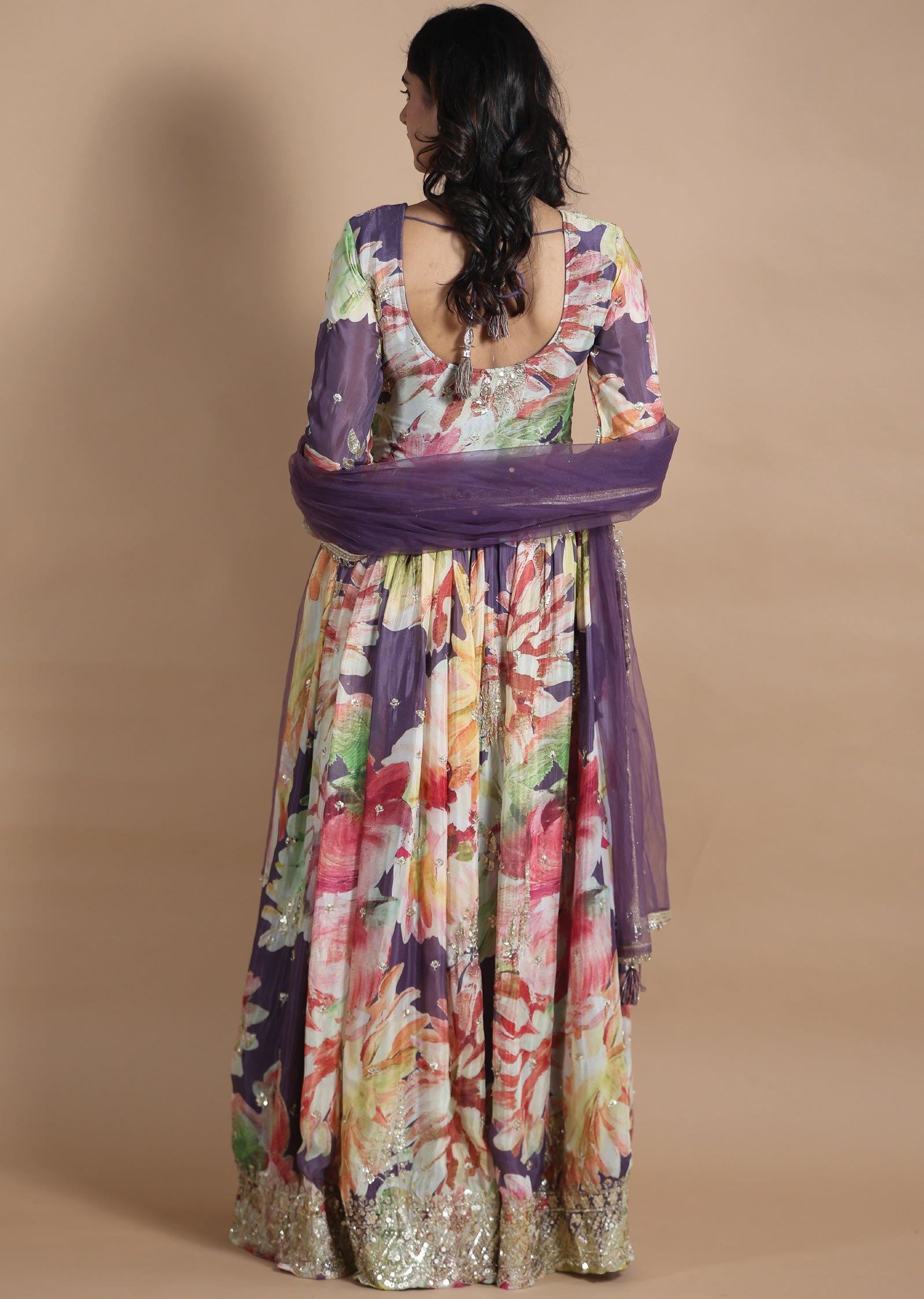 Multi Color Chinnon Anarkali