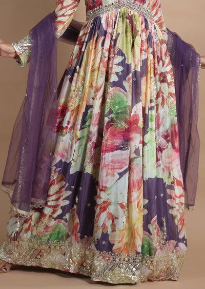 Multi Color Chinnon Anarkali