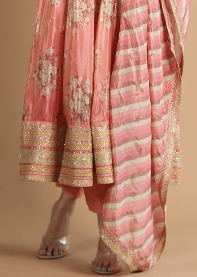 Pink Tissue Silk Anarkali
