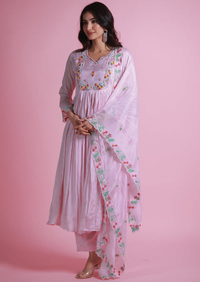 Baby Pink Chinnon Anarkali