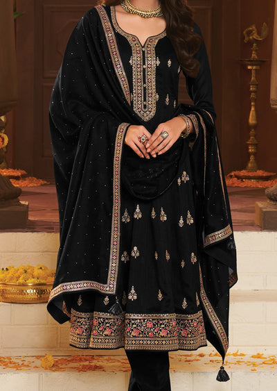 Black Soft Silk Anarkali