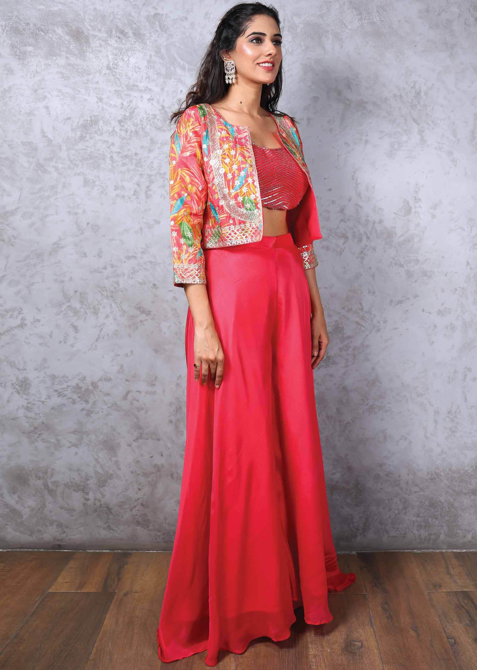 Shimmer & Chinnon Embroidered Fusion/Indo-Western Set