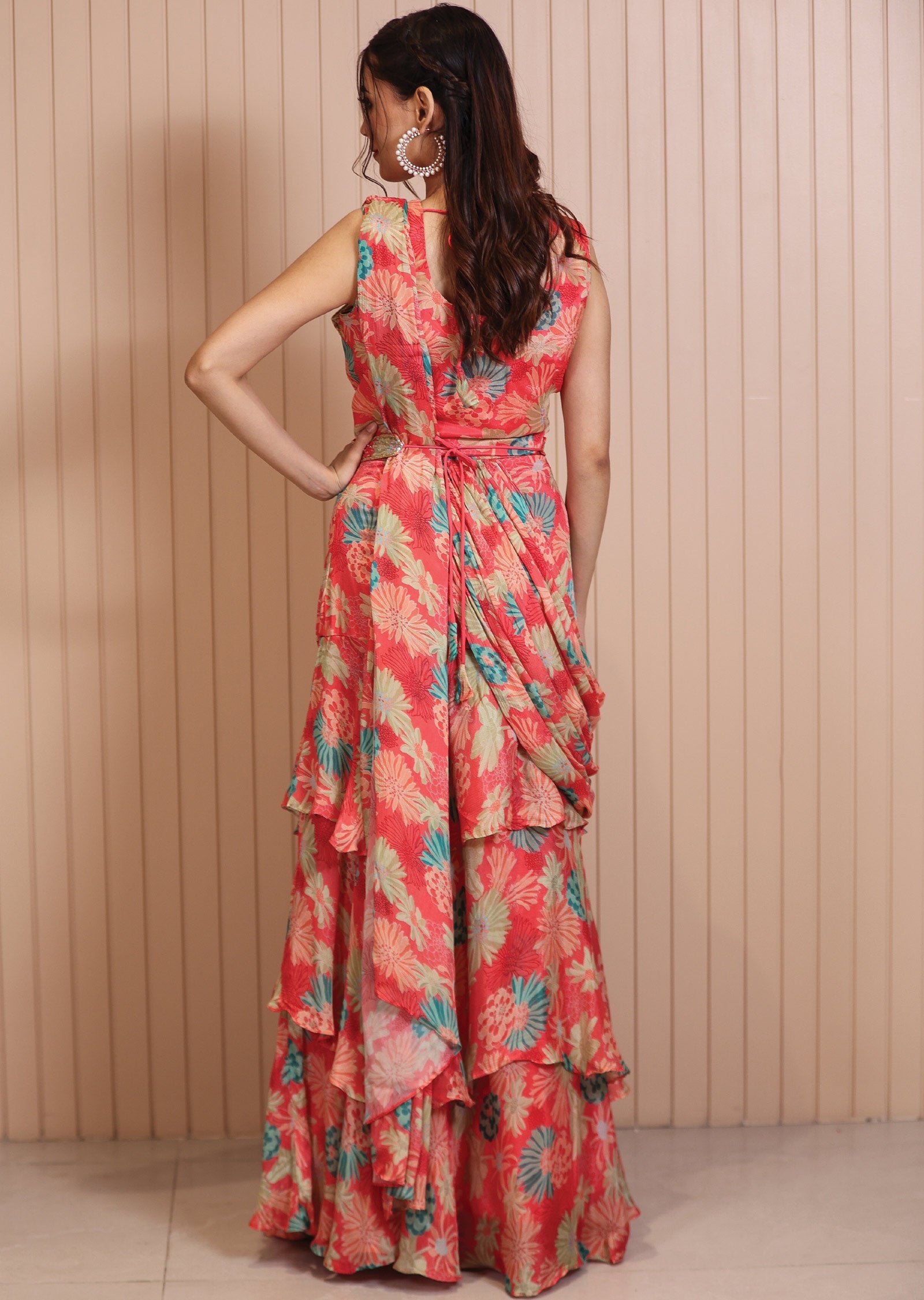 Pink Chinnon Fusion/Indo-Western Set