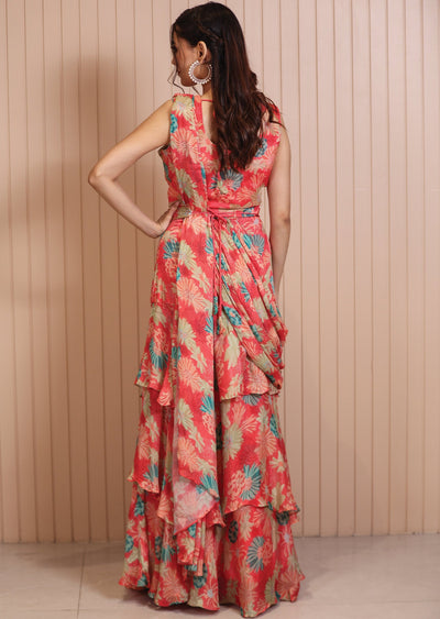 Pink Chinnon Fusion/Indo-Western Set