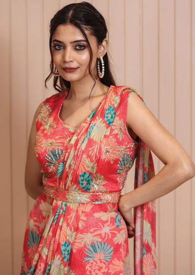 Pink Chinnon Fusion/Indo-Western Set