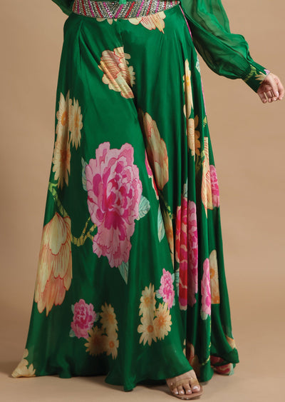 Green Organza Fusion/Indo-Western