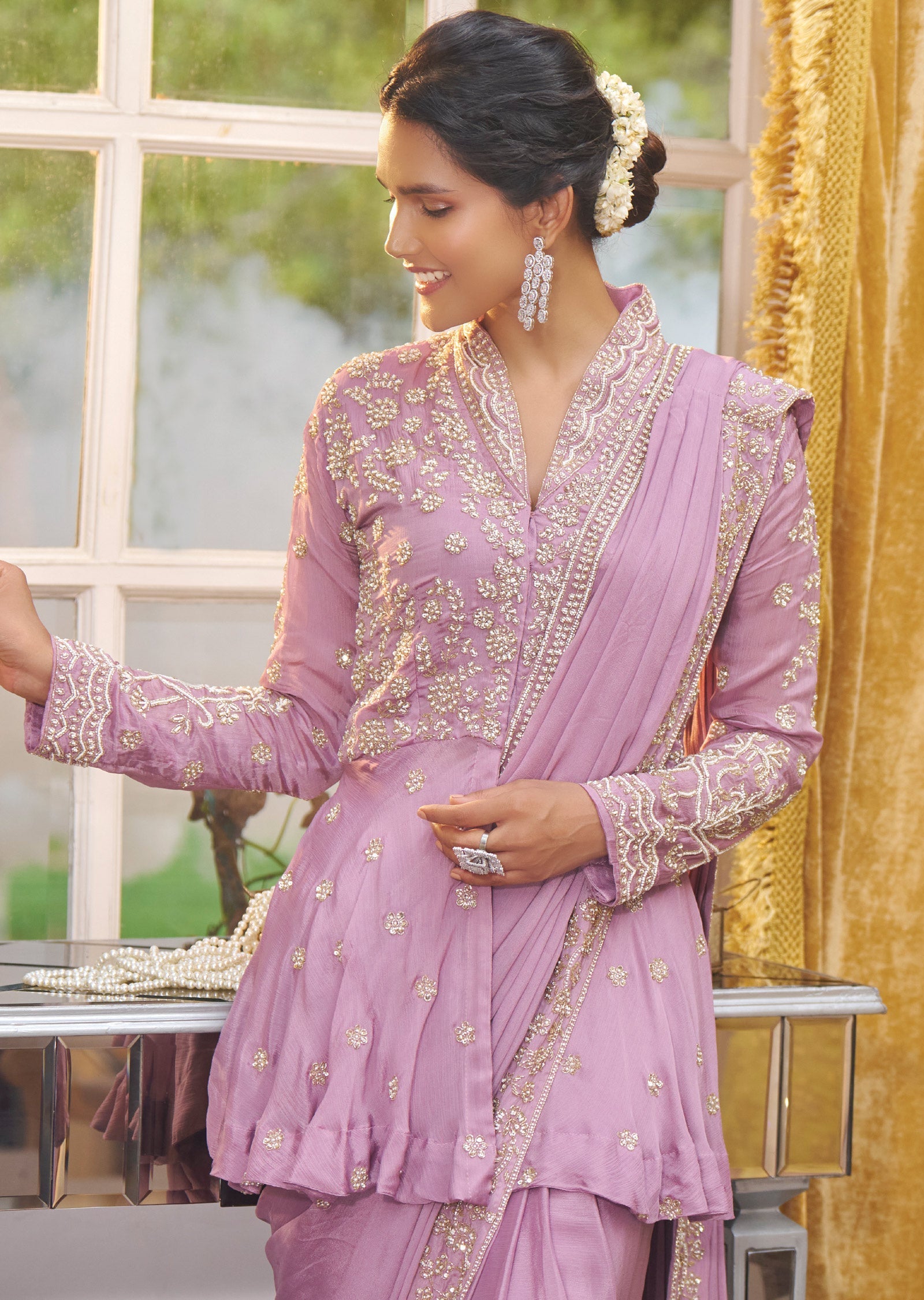 Lavender Chinnon Fusion Indo-Western