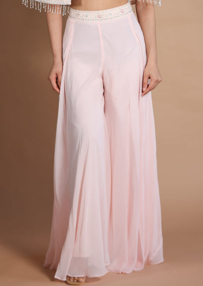 Light Peach Georgette Fusion Indo-Western