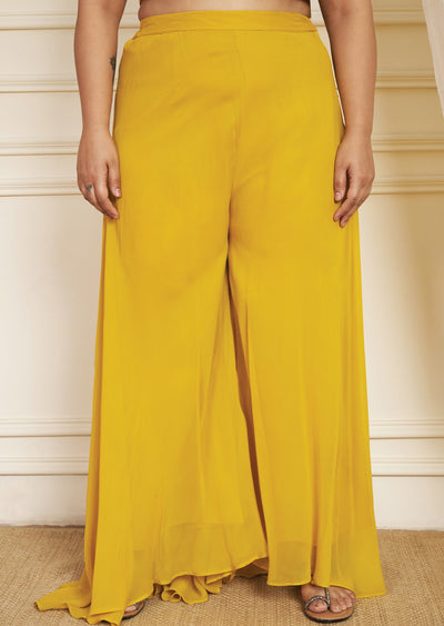 Mustard Yellow Silk Palazzo Set