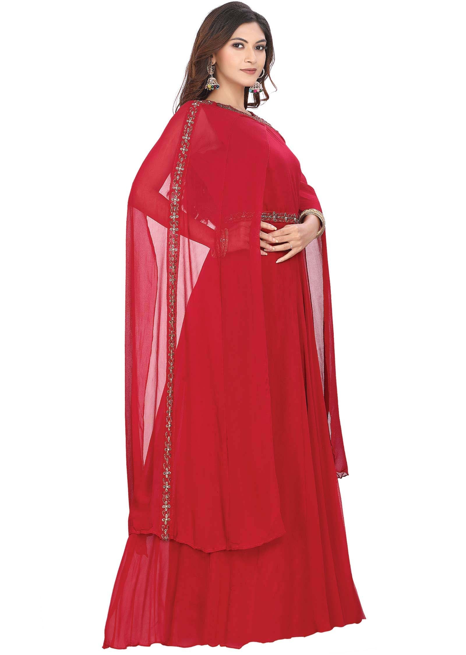 Rani Pink Georgette Embroidered Gown
