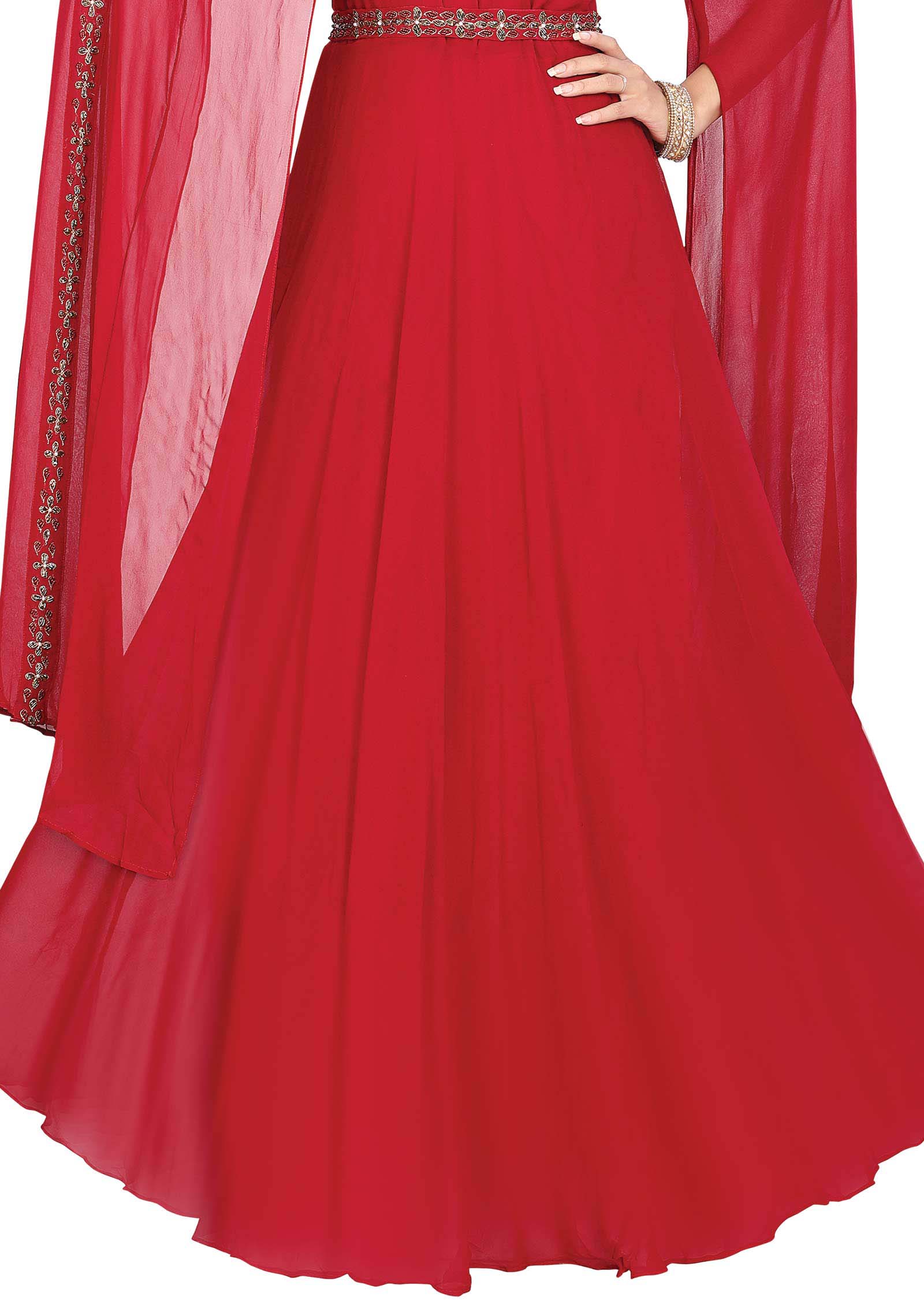 Rani Pink Georgette Embroidered Gown