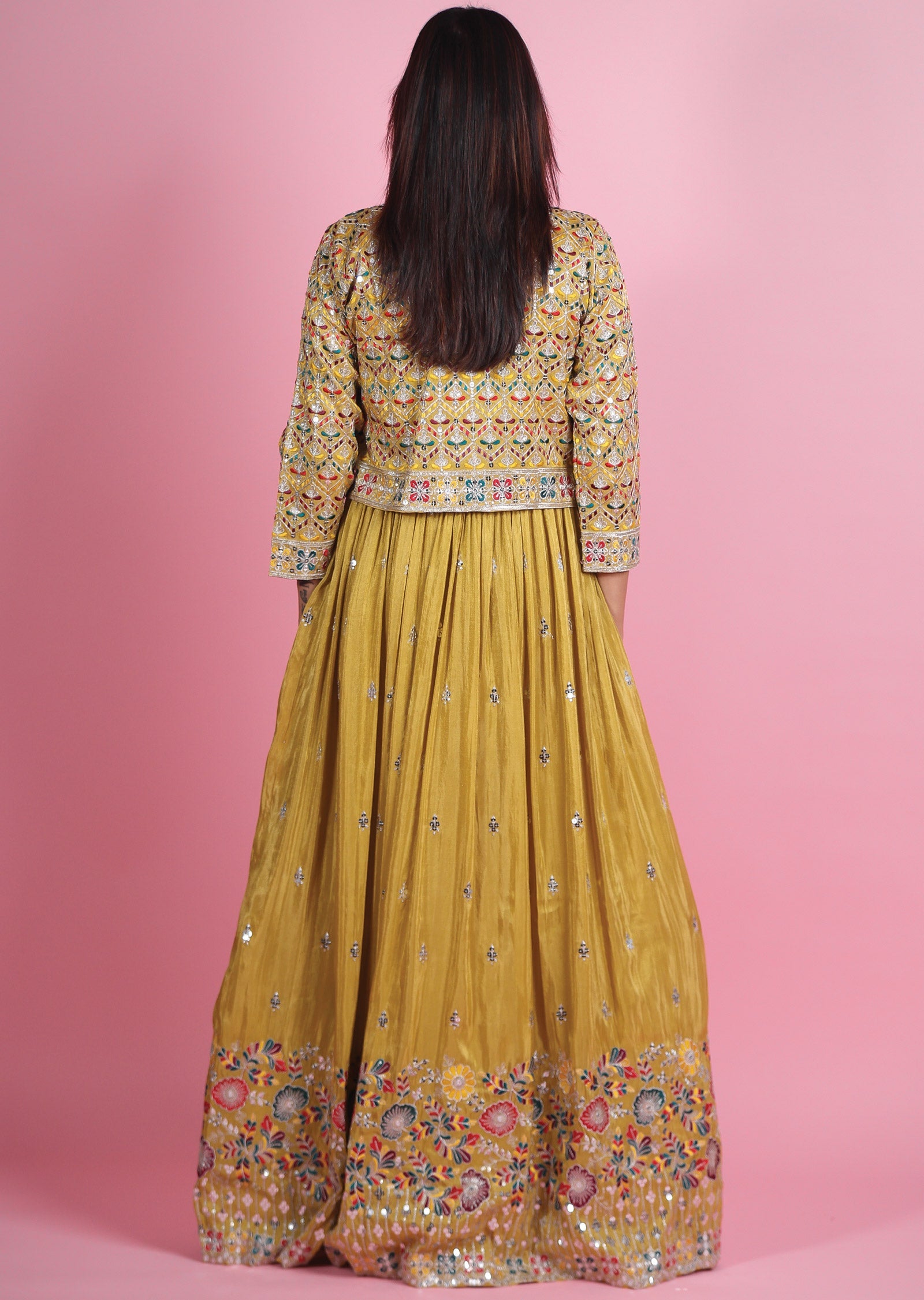 Mustard Tissue Silk Gown