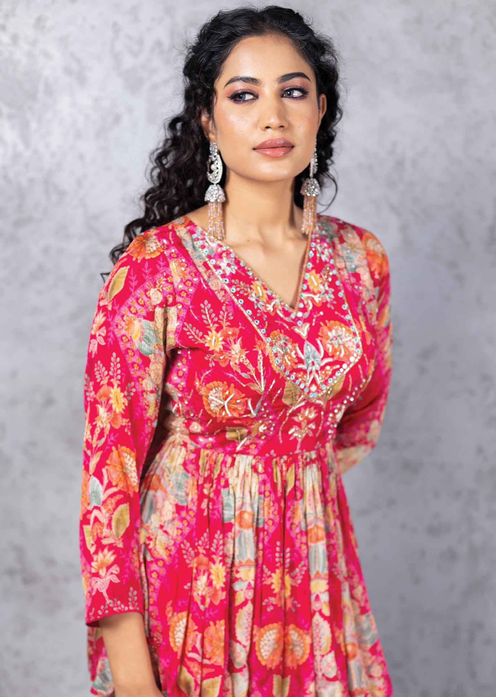 Rani Pink Chinnon Zardosi & Embroidered Shararas/Ghararas