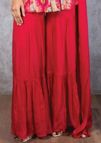 Rani Pink Chinnon Zardosi & Embroidered Shararas/Ghararas