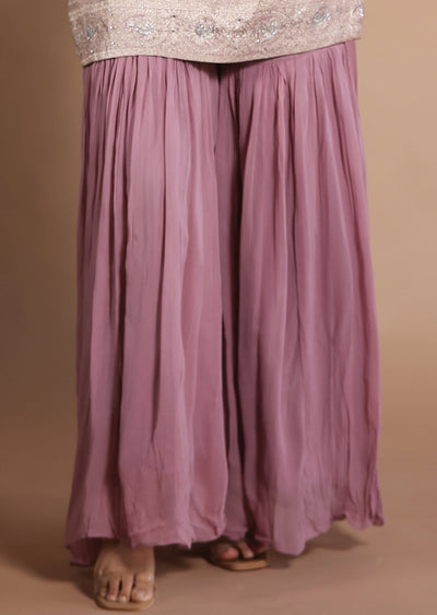 Dark Onion Pink Tissue Banaras Shararas Ghararas