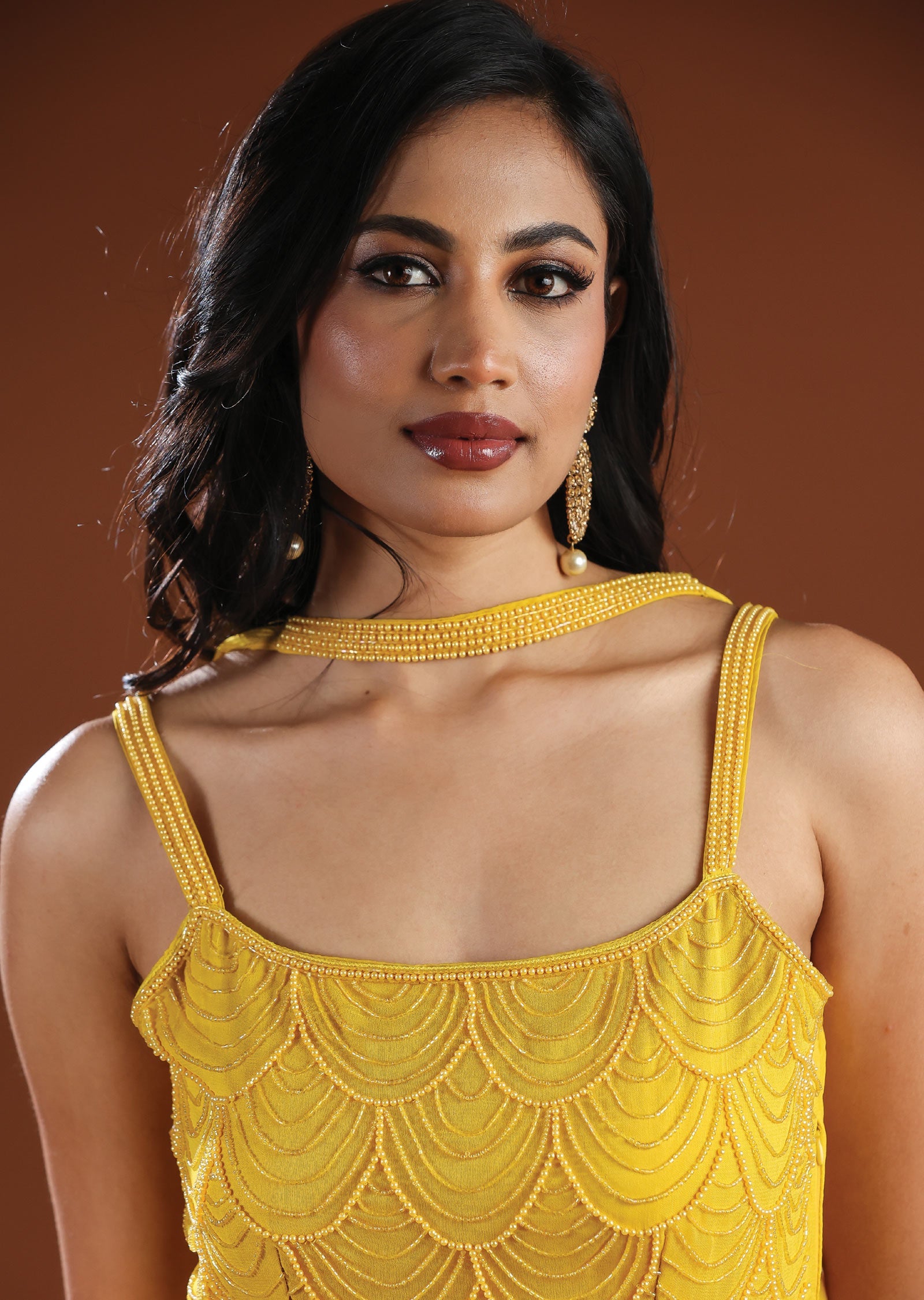 Yellow Georgette Shararas Ghararas Set