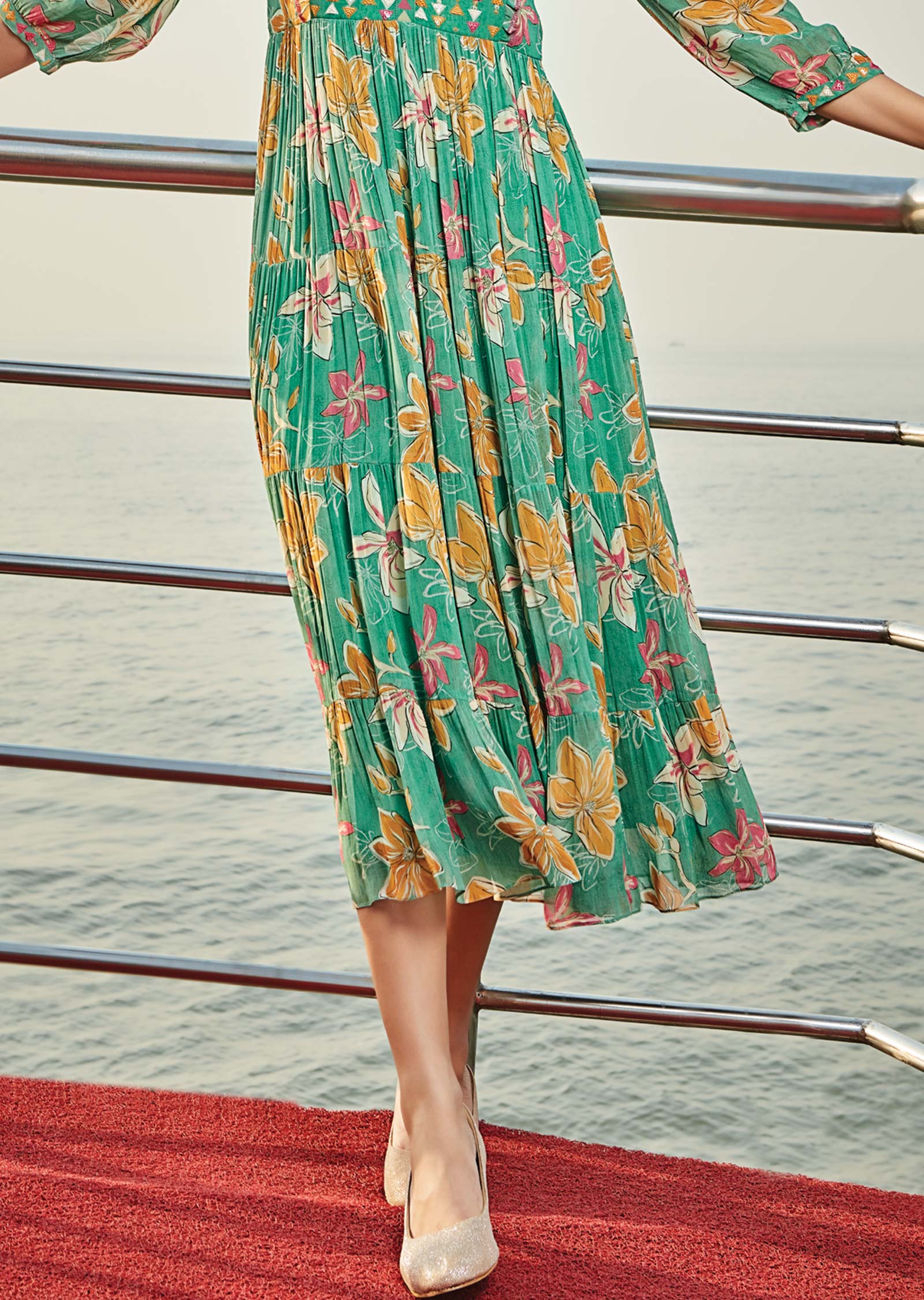 Green Georgette Frock Style Kurti