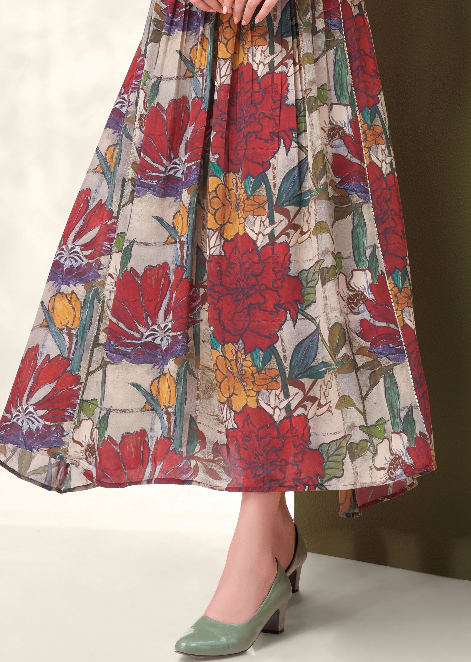 Multi-Color Frock Style Kurti with Beads & Sequence Work