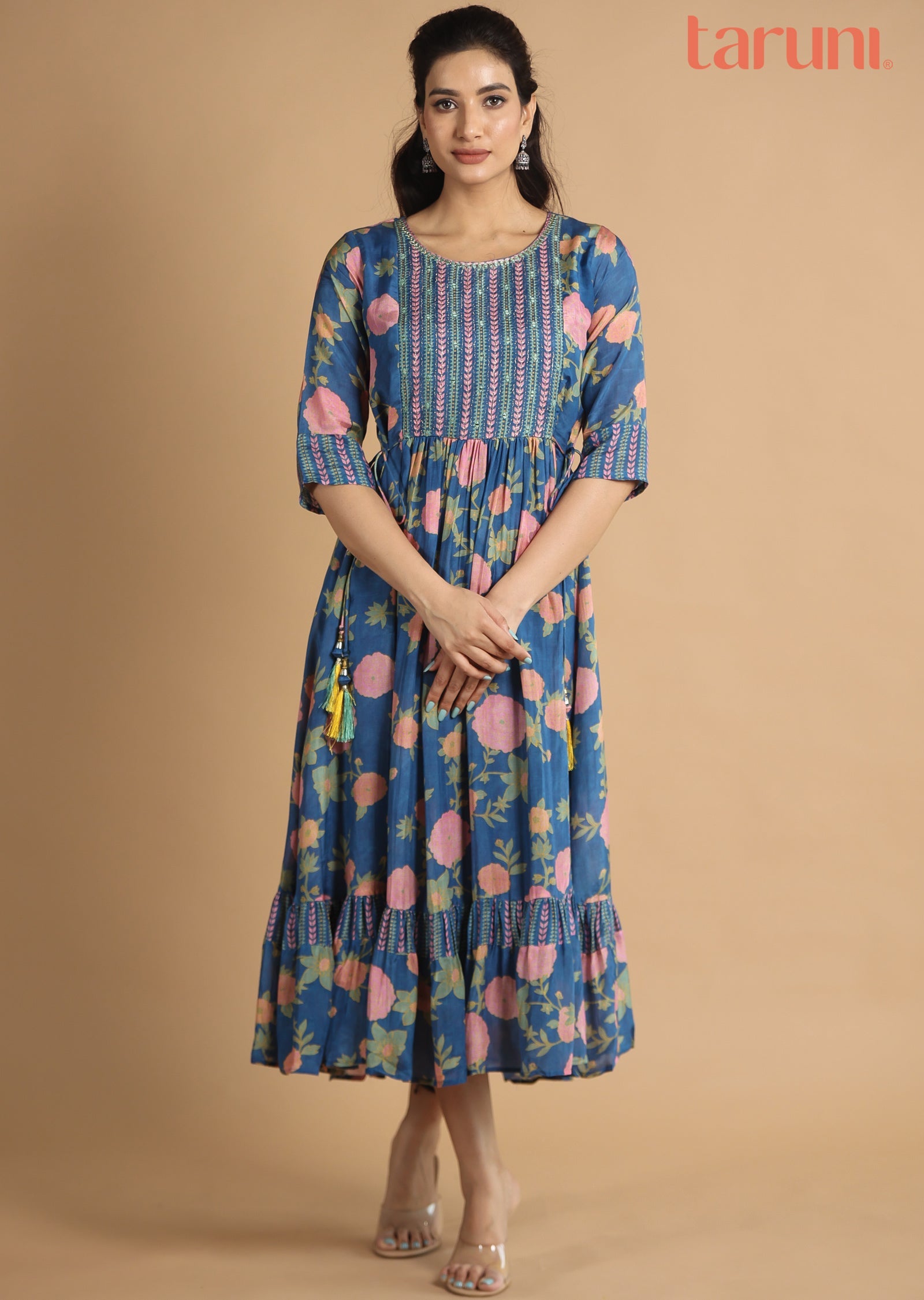 Light Blue Muslin Kurti Frock Style