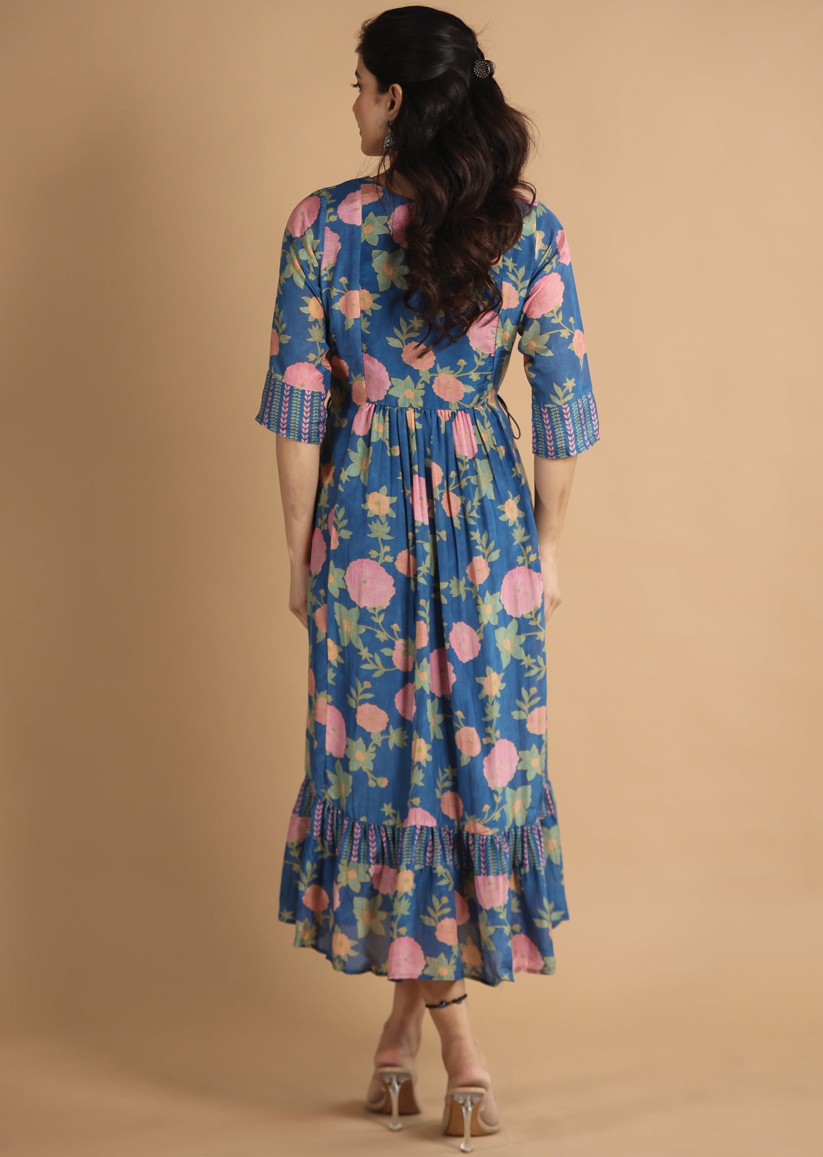 Light Blue Muslin Kurti Frock Style