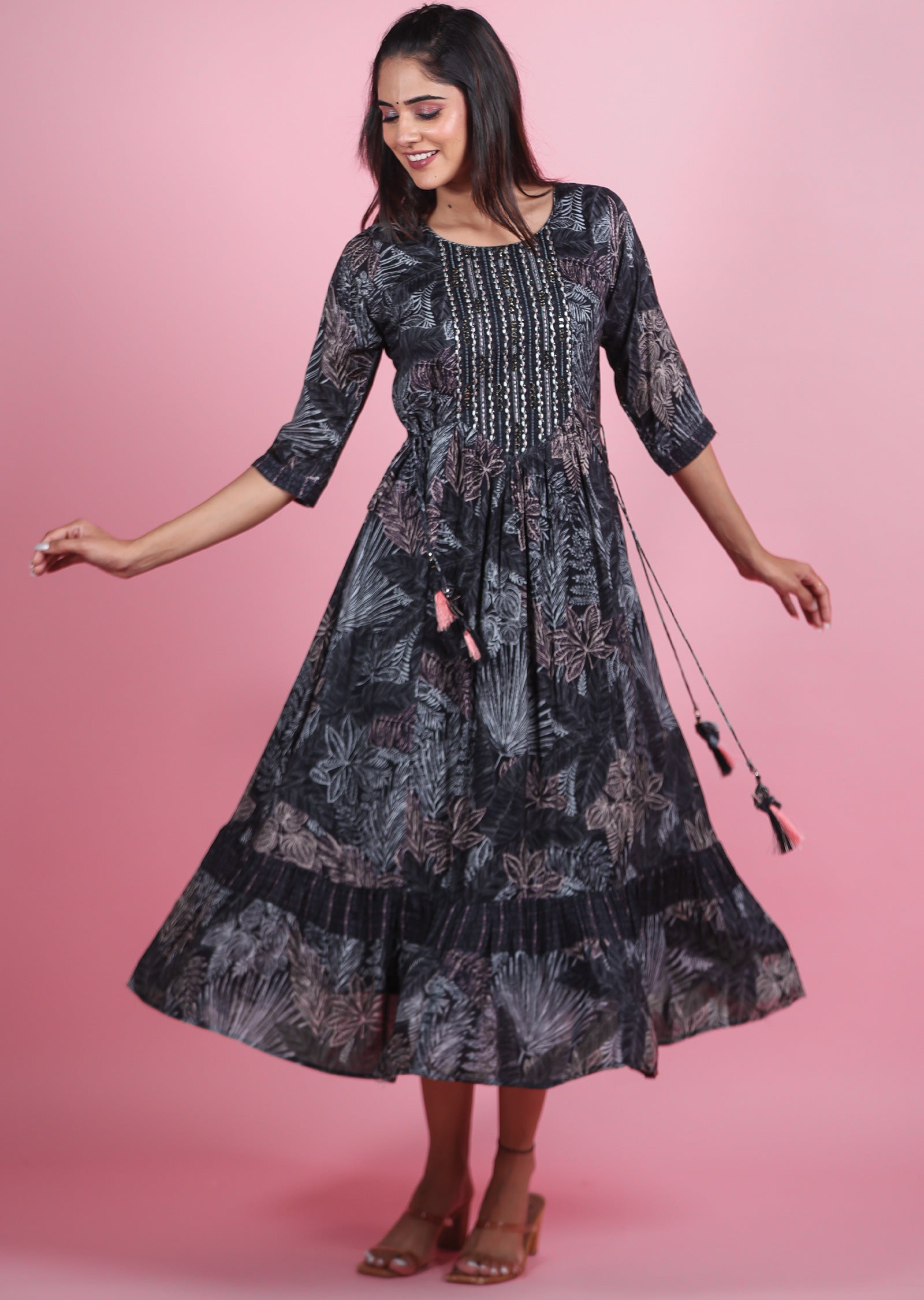 Black Muslin Kurti Frock Style