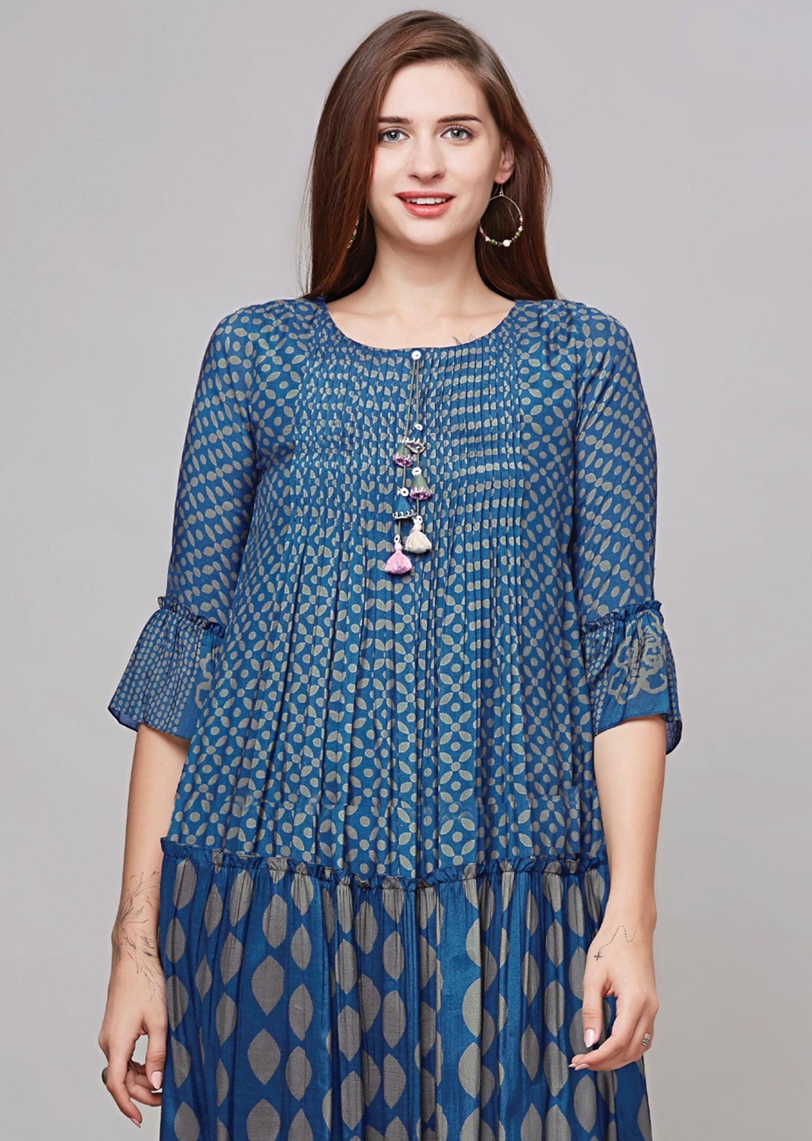 Blue Muslin Midi Dress