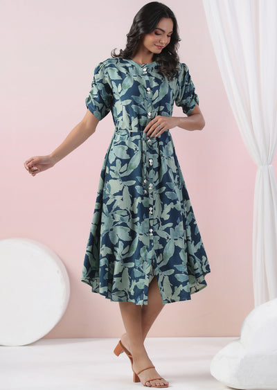 Rama Blue Muslin Midi Dress